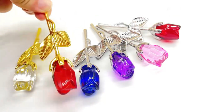 Amazon.com: Crrezhai Glass Rose Mini Crystal Flower Artificial